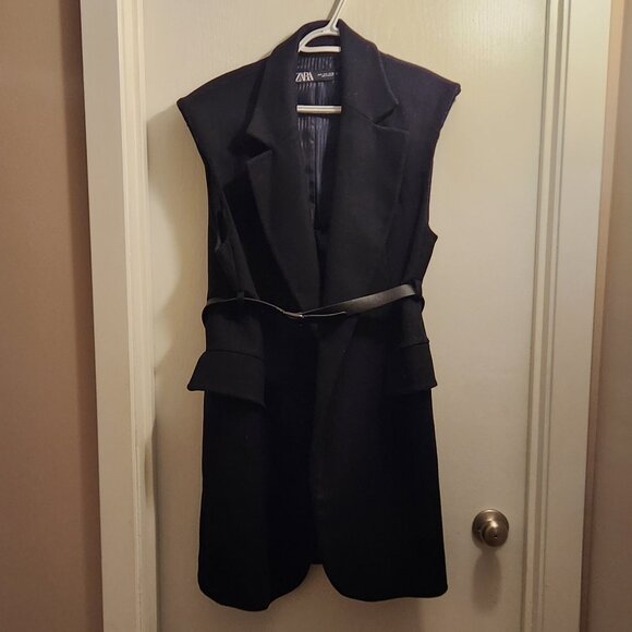 Zara Sleeveless Coat with Belt - Picture 2 of 2